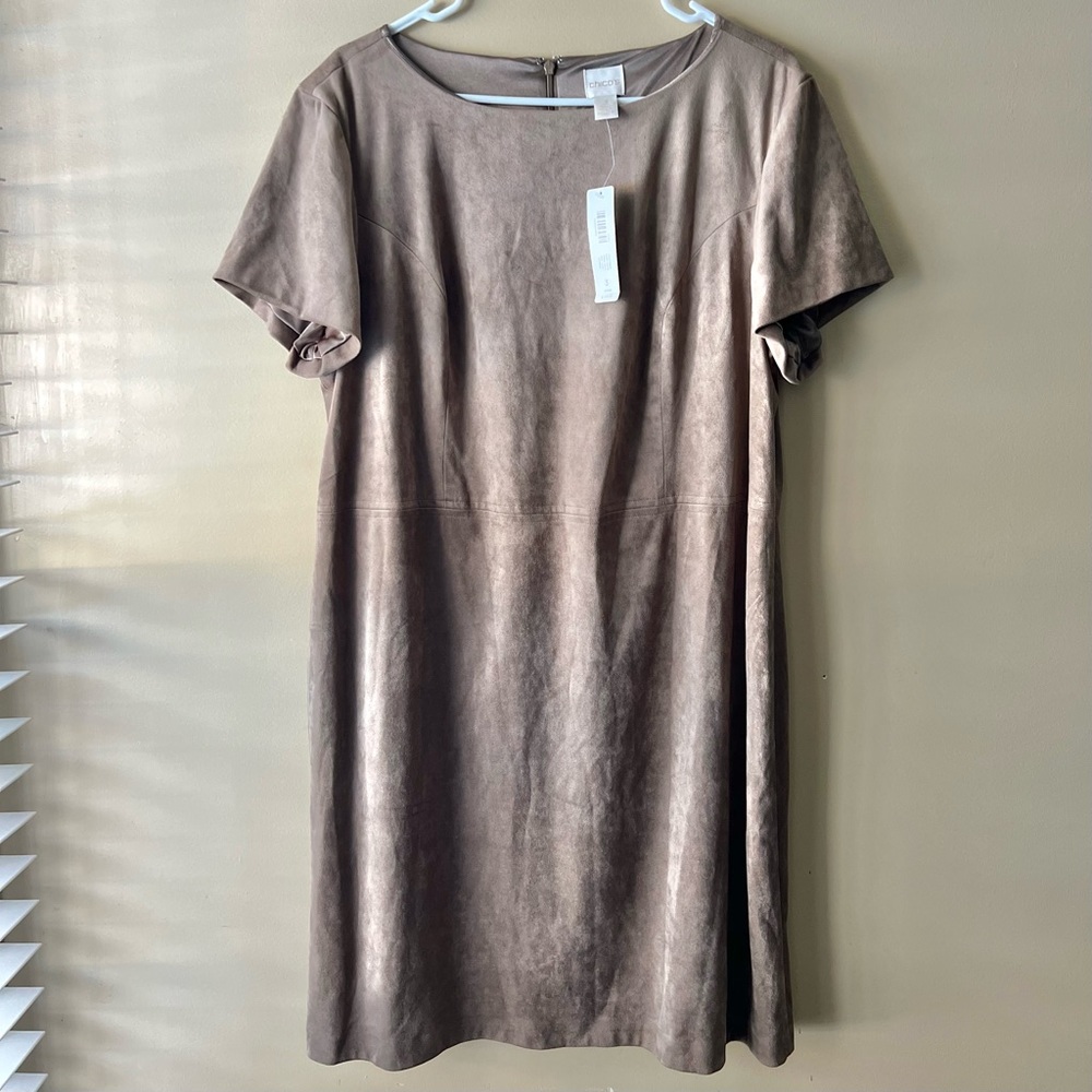 Chico Faux Suede Brown Dress With A Soft Texture Solid Dress Rich Taupe